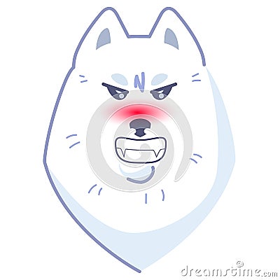 Dog sticker, angry in cartoon style. Angry dog face. Vector Illustration